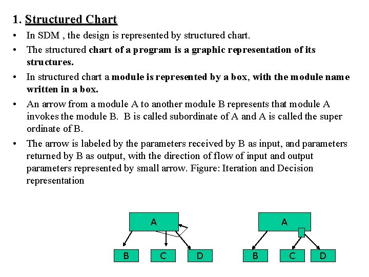 1. Structured Chart • In SDM , the design is represented by structured chart.