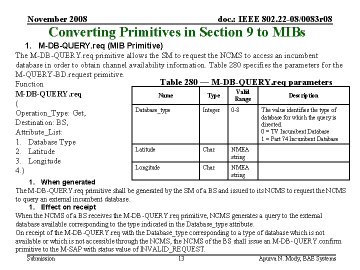 November 2008 doc. : IEEE 802. 22 -08/0083 r 08 Converting Primitives in Section
