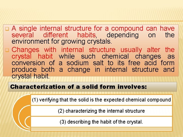 q q A single internal structure for a compound can have several different habits,