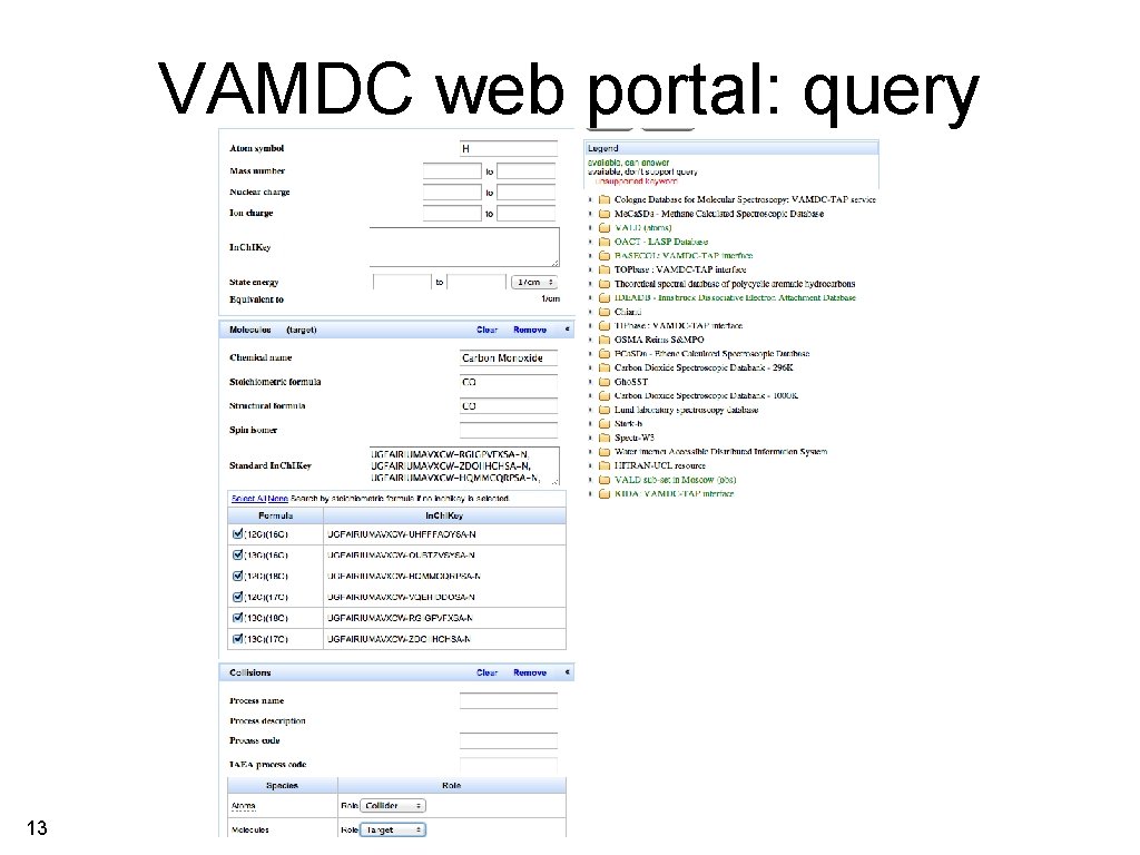 VAMDC web portal: query 13 