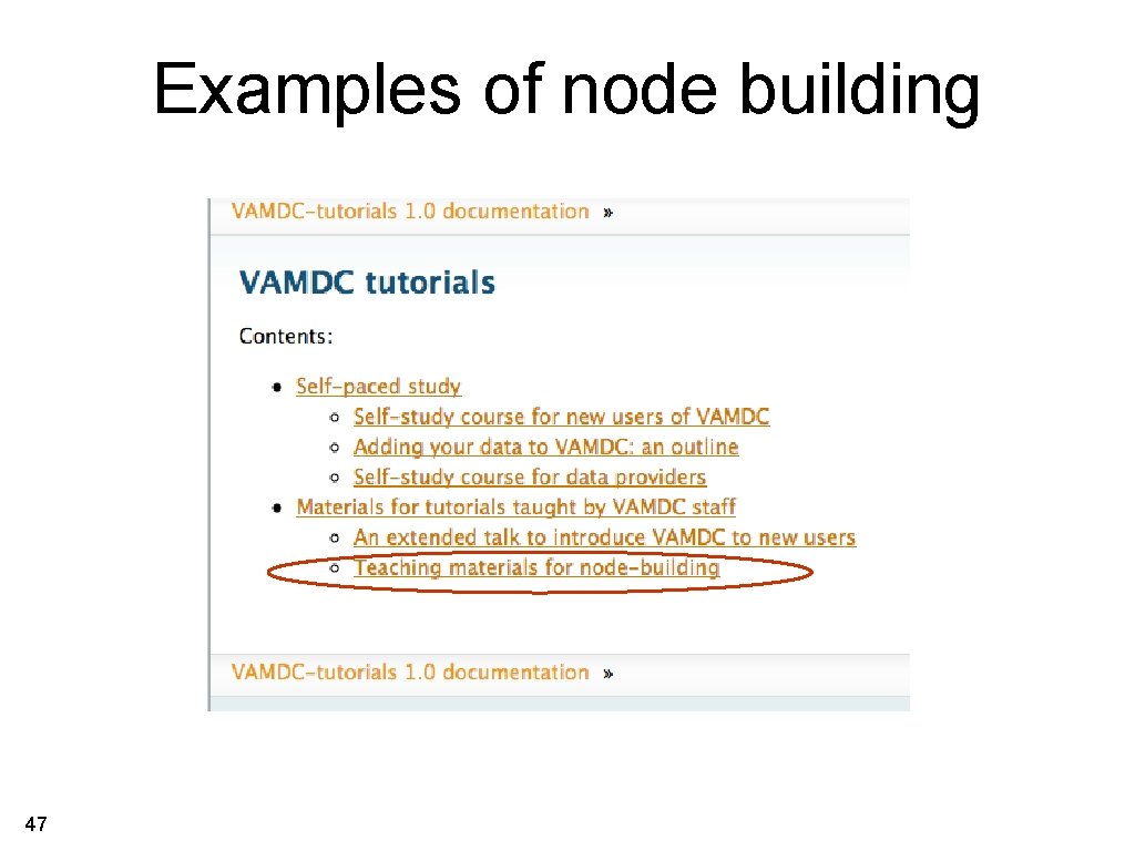 Examples of node building 47 