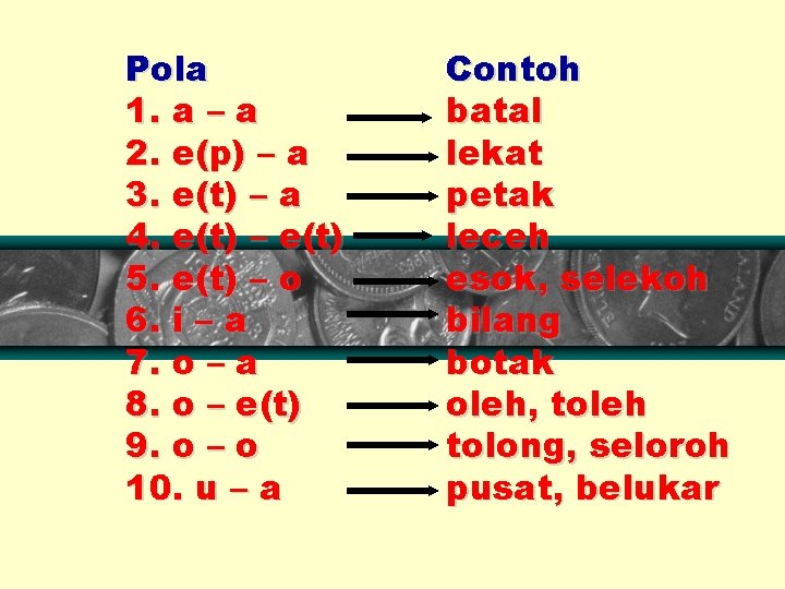 Pola 1. a – a 2. e(p) – a 3. e(t) – a 4.