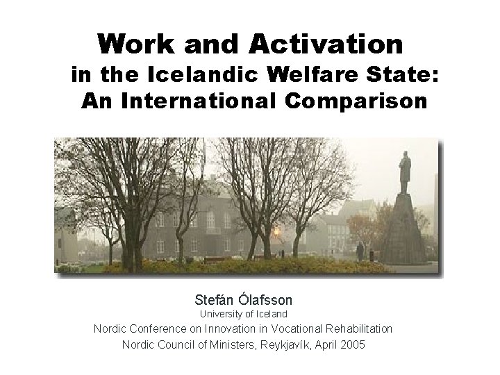 Work and Activation in the Icelandic Welfare State