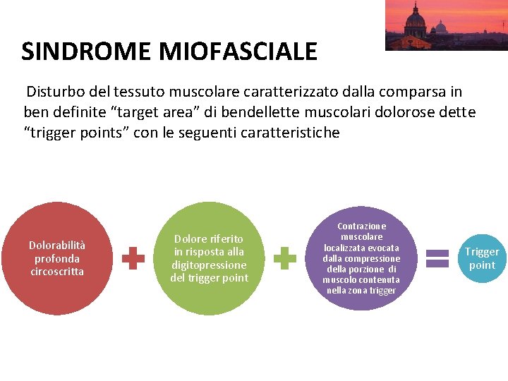 SINDROME MIOFASCIALE Disturbo del tessuto muscolare caratterizzato dalla comparsa in ben definite “target area”