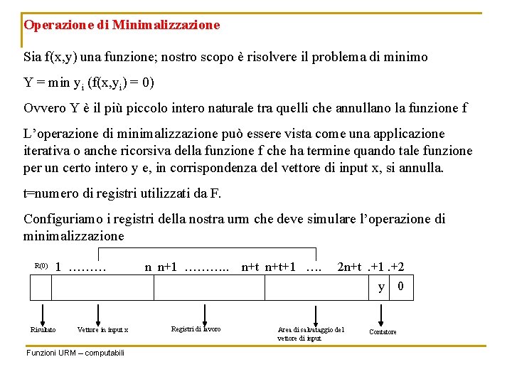 Operazione di Minimalizzazione Sia f(x, y) una funzione; nostro scopo è risolvere il problema