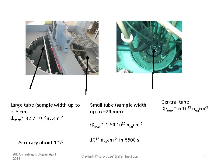 Large tube (sample width up to ≈ 6 cm) Φmax = 3. 57 1012