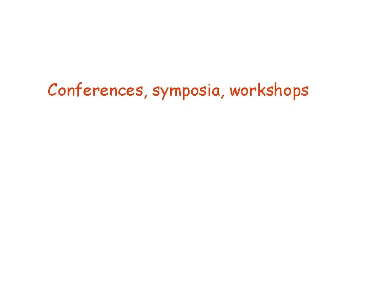 Conferences, symposia, workshops 