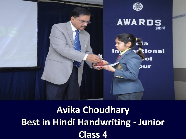 Avika Choudhary Best in Hindi Handwriting - Junior Class 4 