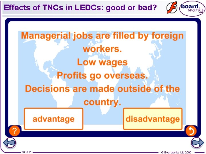 Effects of TNCs in LEDCs: good or bad? 10 of 16 © Boardworks Ltd