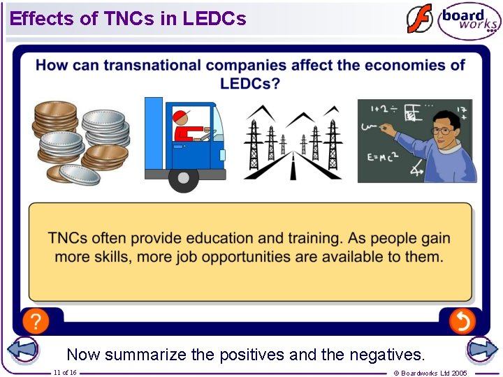 Effects of TNCs in LEDCs Now summarize the positives and the negatives. 11 of