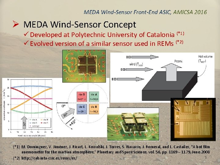 MEDA Wind-Sensor Front-End ASIC, AMICSA 2016 Ø MEDA Wind-Sensor Concept ü Developed at Polytechnic