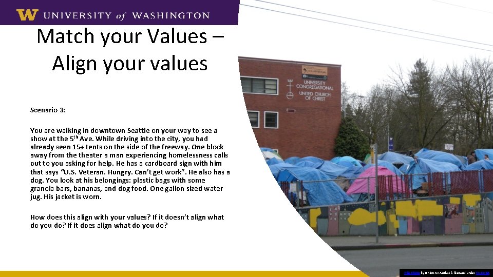 Match your Values – Align your values Scenario 3: You are walking in downtown