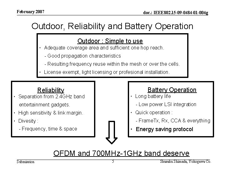 February 2007 doc. : IEEE 802. 15 -09 -0484 -01 -004 g Outdoor, Reliability