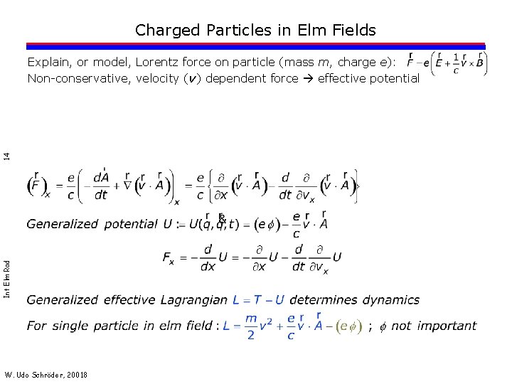 Charged Particles in Elm Fields Int Elm Rad 14 Explain, or model, Lorentz force