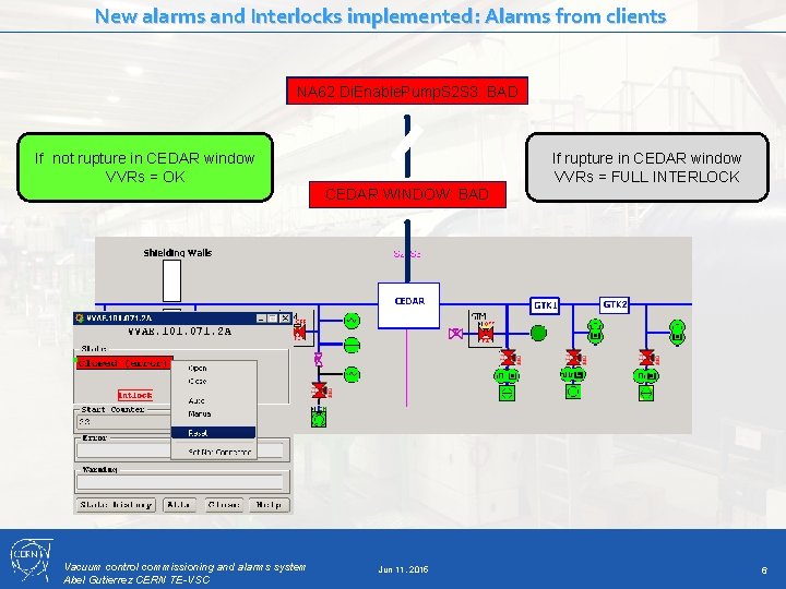 New alarms and Interlocks implemented: Alarms from clients NA 62. Di. Enable. Pump. S