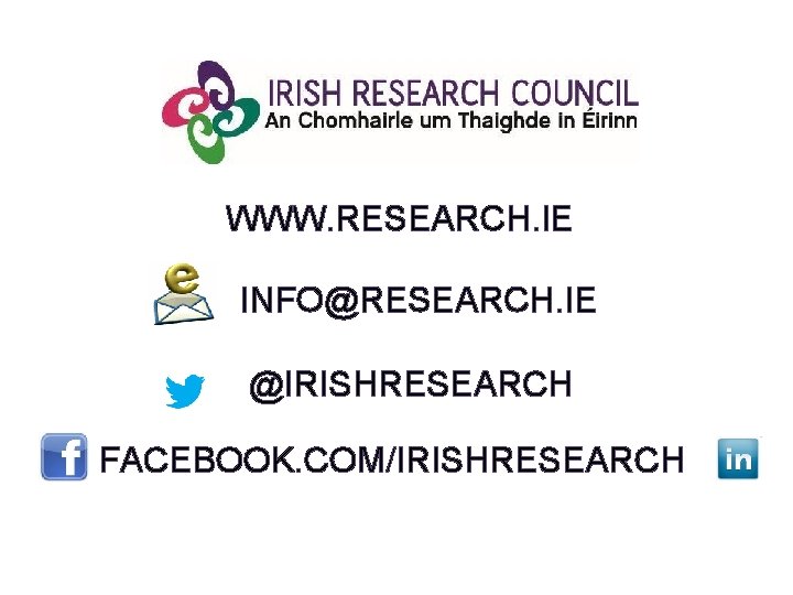 WWW. RESEARCH. IE INFO@RESEARCH. IE @IRISHRESEARCH FACEBOOK. COM/IRISHRESEARCH 