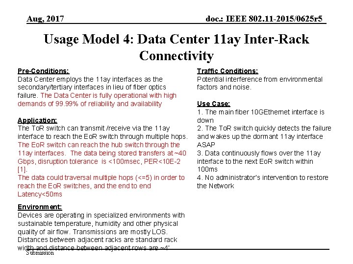 Aug, 2017 doc. : IEEE 802. 11 -2015/0625 r 5 Usage Model 4: Data