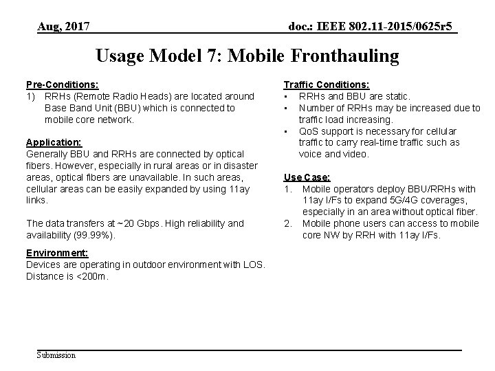 Aug, 2017 doc. : IEEE 802. 11 -2015/0625 r 5 Usage Model 7: Mobile