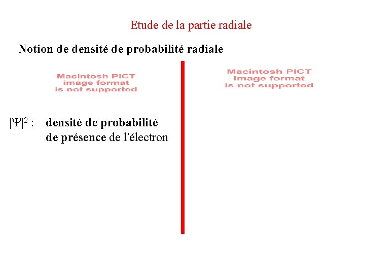 Etude de la partie radiale Notion de densité de probabilité radiale | |2 :