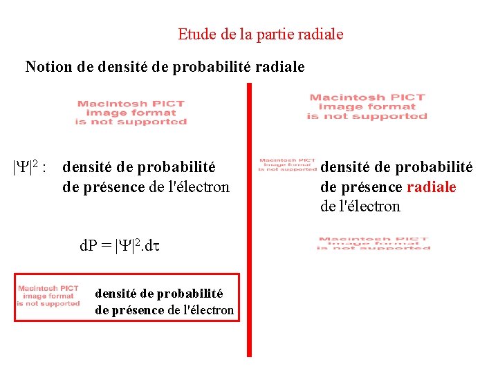 Etude de la partie radiale Notion de densité de probabilité radiale | |2 :