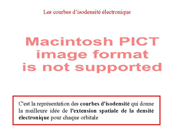 Les courbes d’isodensité électronique C'est la représentation des courbes d'isodensité qui donne la meilleure