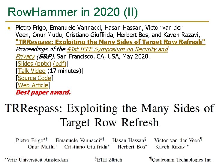 Row. Hammer in 2020 (II) n Pietro Frigo, Emanuele Vannacci, Hasan Hassan, Victor van