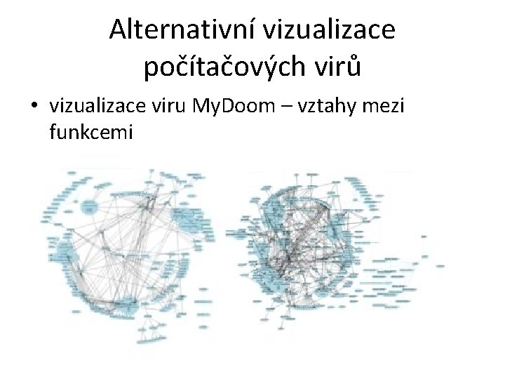 Alternativní vizualizace počítačových virů • vizualizace viru My. Doom – vztahy mezi funkcemi 