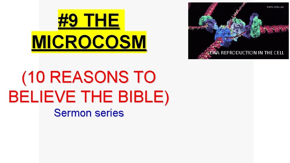 #9 THE MICROCOSM (10 REASONS TO BELIEVE THE BIBLE) Sermon series DNA REPRODUCTION IN