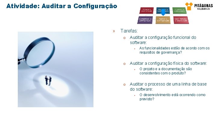 Atividade: Auditar a Configuração » Tarefas: o Auditar a configuração funcional do software: §