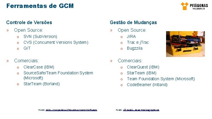 Ferramentas de GCM Controle de Versões Gestão de Mudanças » » Open Source: o