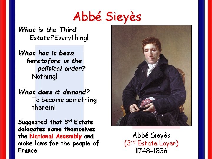 Abbé Sieyès What is the Third Estate? Everything! What has it been heretofore in