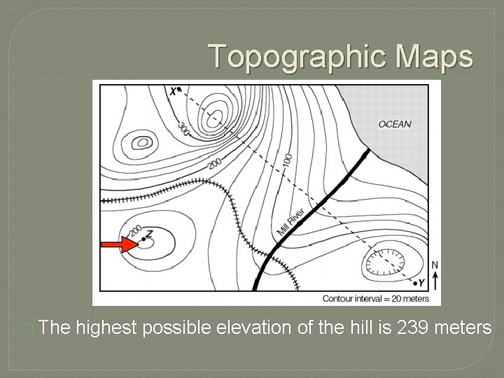 Topographic Maps � The highest possible elevation of the hill is 239 meters 