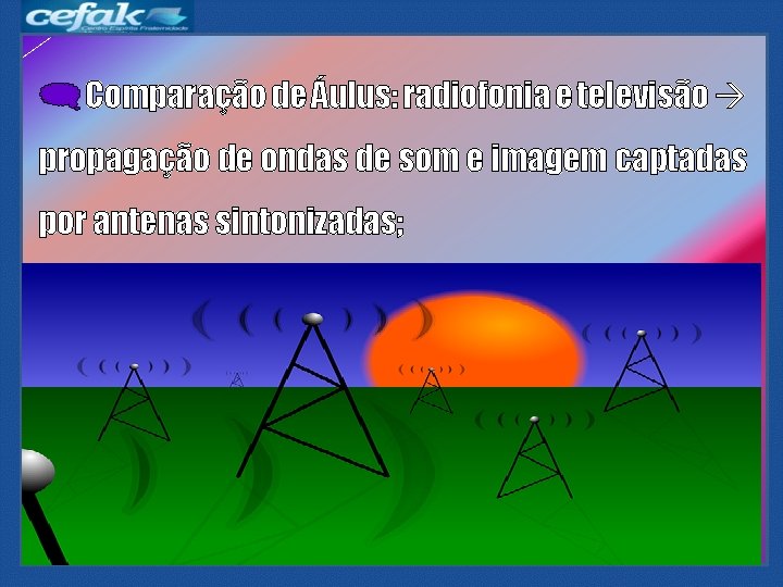 [ Comparação de Áulus: radiofonia e televisão propagação de ondas de som e imagem