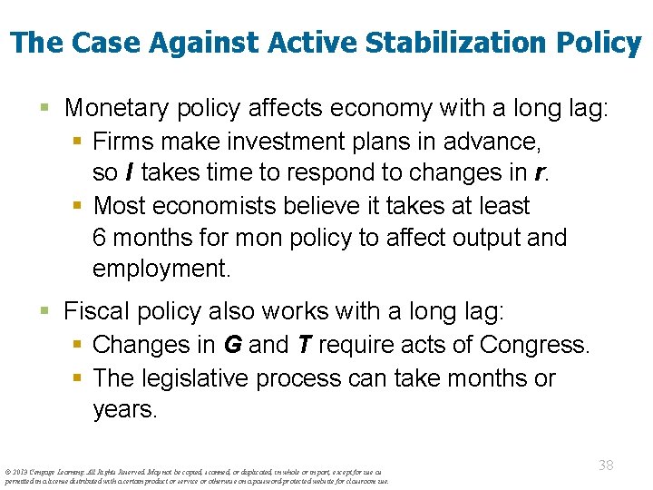 The Case Against Active Stabilization Policy § Monetary policy affects economy with a long