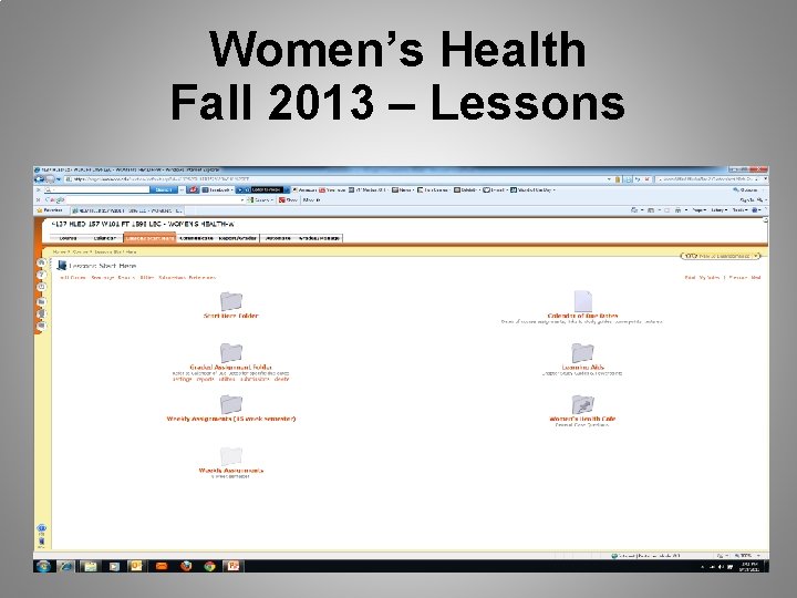 Women’s Health Fall 2013 – Lessons 