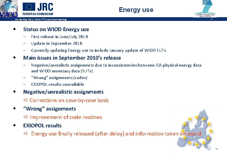 Energy use Sevilla May 2011, WIOD 2 nd Consortium Meeting • Status on WIOD