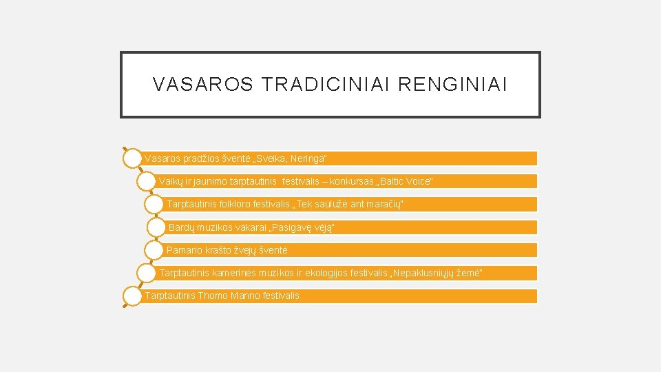 VASAROS TRADICINIAI RENGINIAI Vasaros pradžios šventė „Sveika, Neringa“ Vaikų ir jaunimo tarptautinis festivalis –