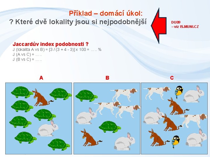 Příklad – domácí úkol: ? Které dvě lokality jsou si nejpodobnější DU 09 –