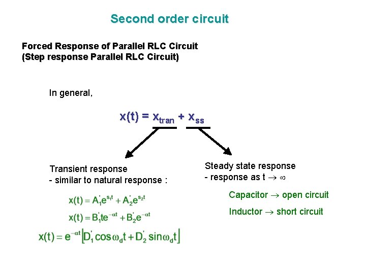 Second order circuit Forced Response of Parallel RLC Circuit (Step response Parallel RLC Circuit)