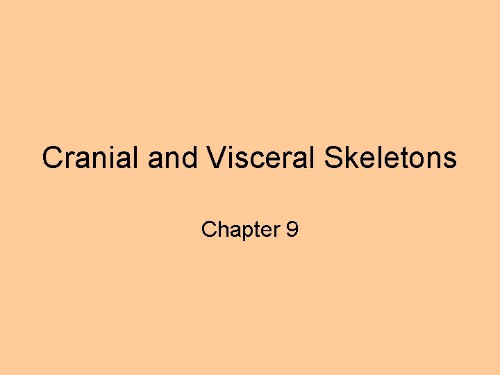 Cranial and Visceral Skeletons Chapter 9 