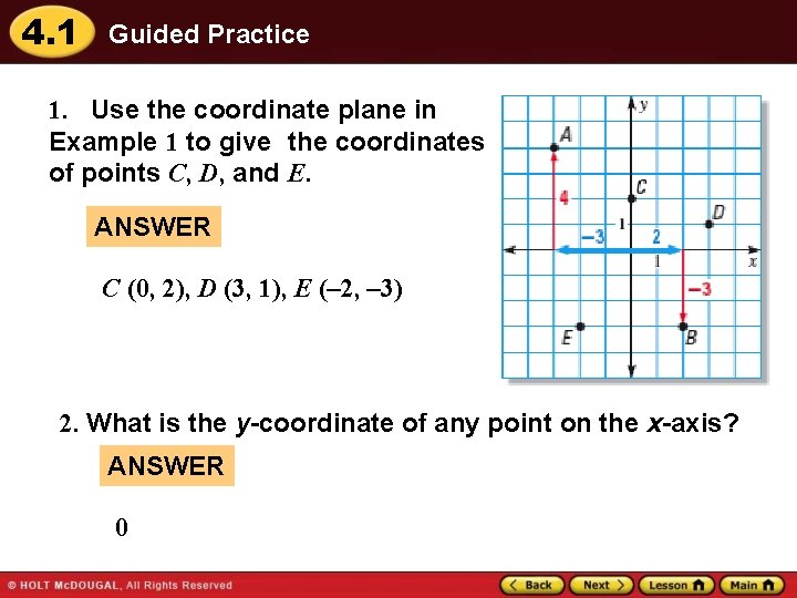 4. 1 Guided Practice 1. Use the coordinate plane in Example 1 to give