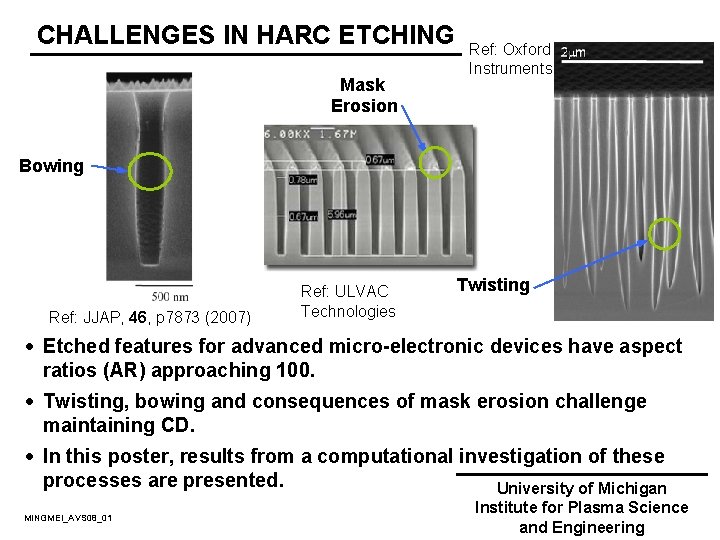 CHALLENGES IN HARC ETCHING Mask Erosion Ref: Oxford Instruments Bowing Ref: JJAP, 46, p