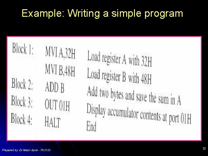 Example: Writing a simple program Prepared by: Dr Masri Ayob - TK 2123 22