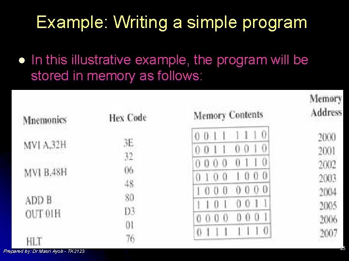 Example: Writing a simple program l In this illustrative example, the program will be