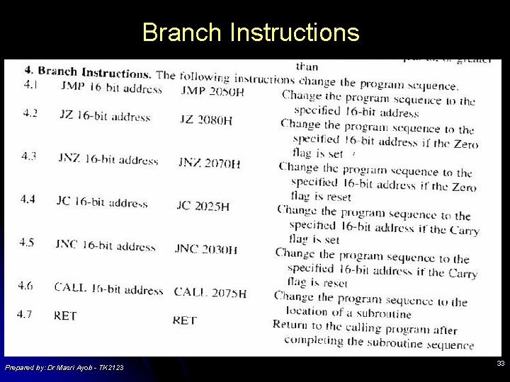 Branch Instructions Prepared by: Dr Masri Ayob - TK 2123 33 