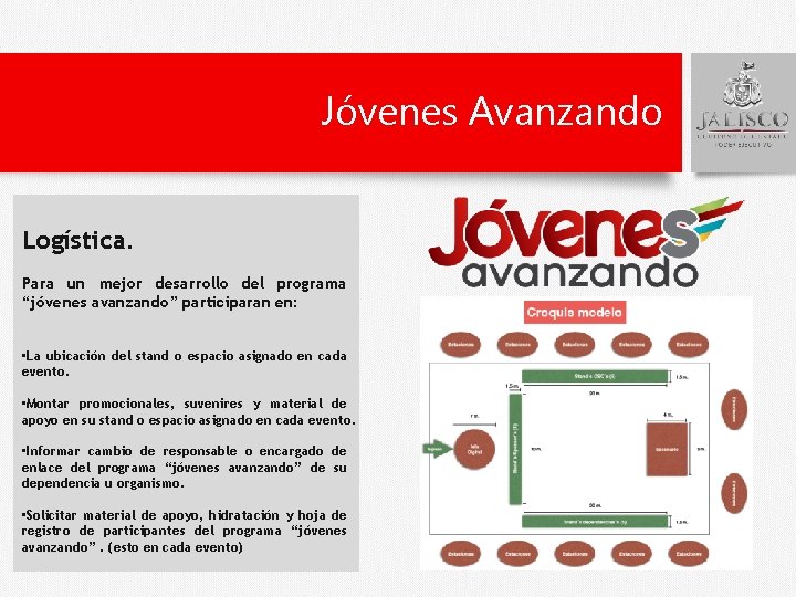 Jóvenes Avanzando Logística. Para un mejor desarrollo del programa “jóvenes avanzando” participaran en: •