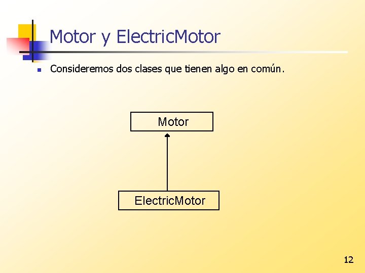 Motor y Electric. Motor n Consideremos dos clases que tienen algo en común. Motor