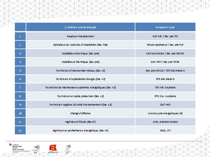 12 Métiers phares énergie Formation Type 1 Soudeur-chaudronnier CAP RIC / Bac pro TCI