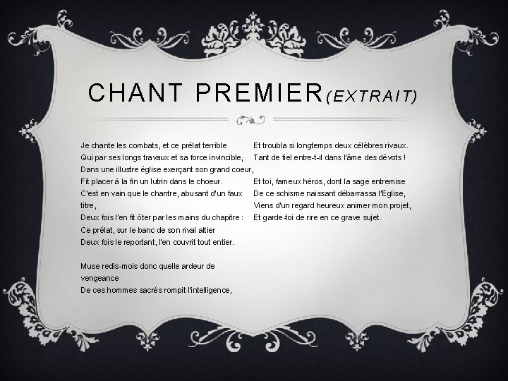 CHANT PREMIER ( E X T R A I T ) Je chante les