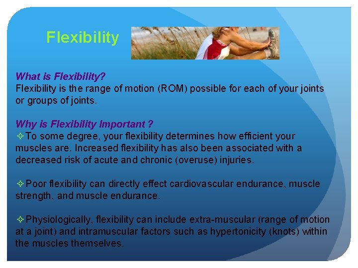 Components of Fitness Physical Education Dept Morris County